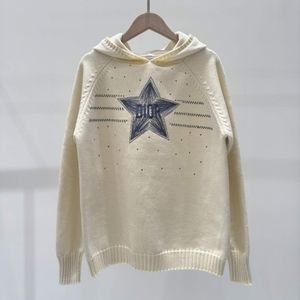 Dior Round Neck Hooded Knit Long Sleeve Sweater